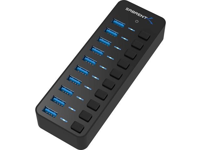 SABRENT 10-Port 60W USB 3.0 Hub with Individual Power Switches and 