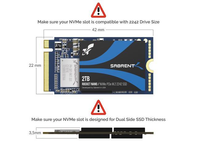 SABRENT 2TB Rocket NVMe PCIe M.2 2242 DRAM-Less Low Power Internal High  Performance SSD (SB-1342-2TB)