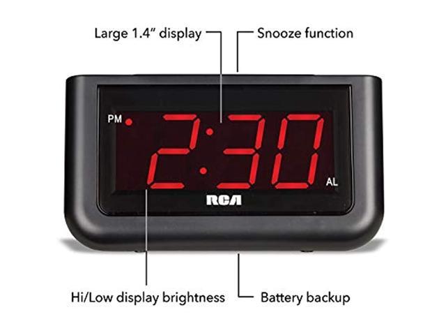 RCA Digital Alarm Clock RCA Digital Alarm Clock with Large 1.4" Display Red 
