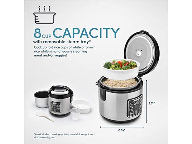 Aroma 8 Cup Cooked Black & Stainless Cool Touch Digital Rice Cooker & Food  Steamer - ARC-914SBD
