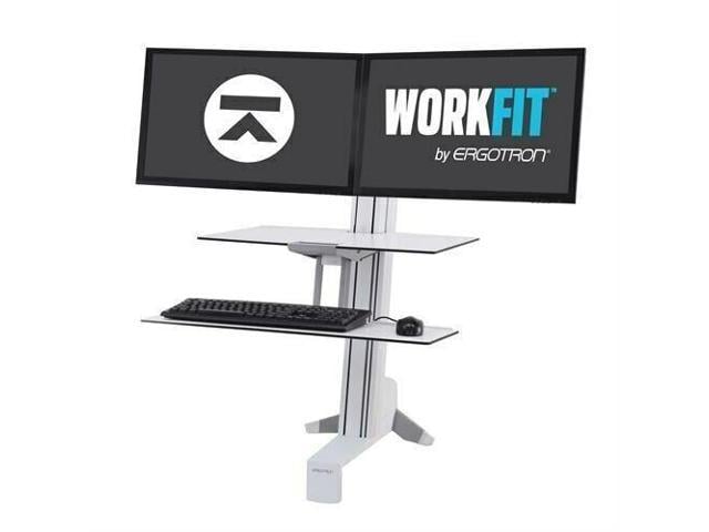 Ergotron 33-349-211 WorkFit-S, Dual Workstation with Worksurface (white), Standing Desk Attachment - Front Clamp