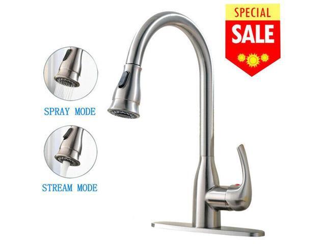 Commercial Stainless Steel Kitchen Faucet W Pull Down Spray Head
