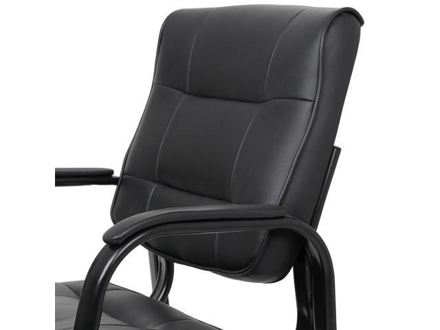 Details about   Black Leather Guest Chair Reception Waiting Room Office Desk Side Indoor Classic 