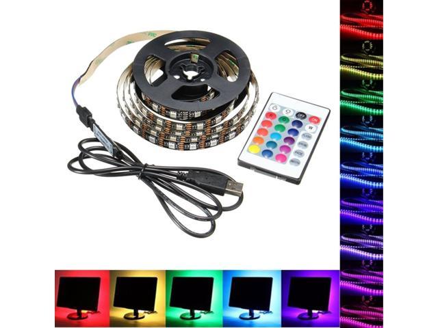 5050 60SMD/M RGB LED Strip Lamp TV Back Lighting Kit USB Remote Controller 5V DC 