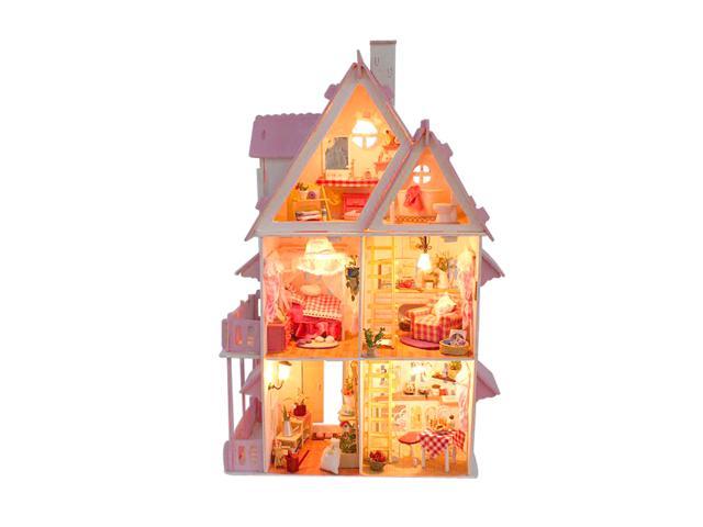 DIY Large Wooden Kids Doll House Barbie Kit Play Dollhouse Mansion  Furniture