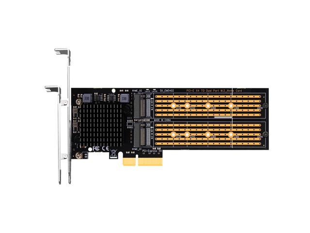GLOTRENDS PA20 Dual M.2 NVMe to PCIe 3.0 X4 Adapter with PCIe Bifurcation Function, Support 22110/2280/2260/2242/2230 Size