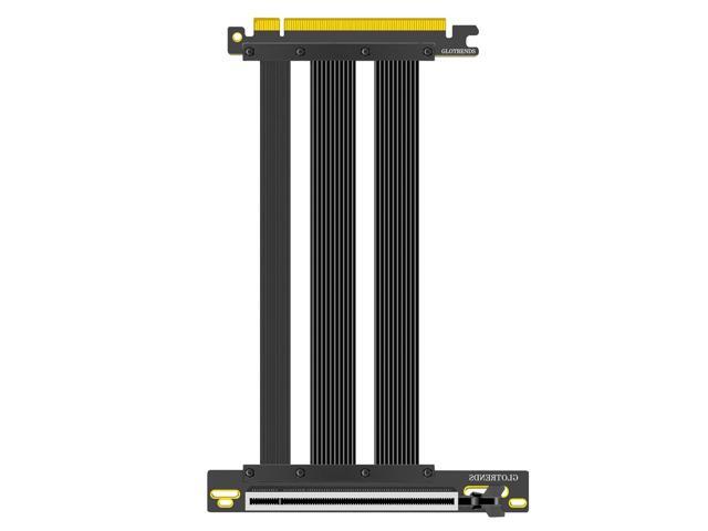 GLOTRENDS 200mm PCIe 5.0 Riser-kabel voor RTX5090 RTX4090 RX9070 RX7900, compatibel met PCIe 5.0/4.0 GPU's, 90 graden rechte hoek voor verticale GPU-montage