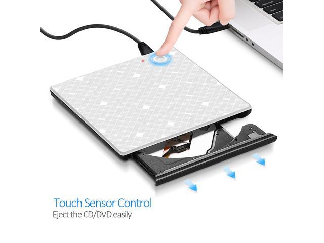 USB 3.0 Touch Control External Drive DVD-ROM CD-RW DVD-RW Burner Player Portable Reader Slim for Windows XP/7/8/10 Laptop MAC OS