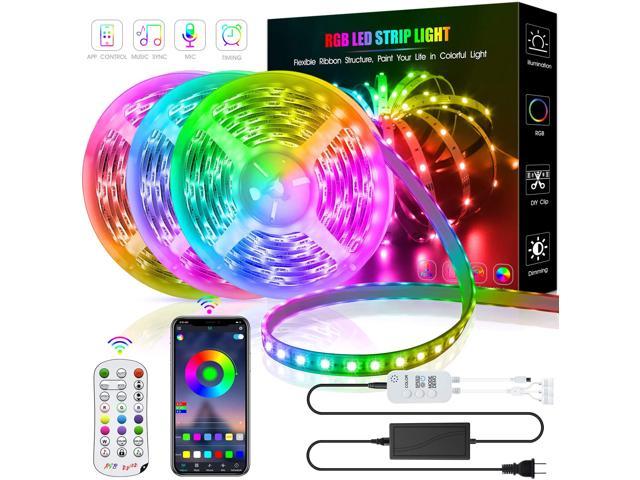 50ft LED Strip Room Tape Lights 5-15m RGB 5050 Music Sync Bluetooth Color Change 