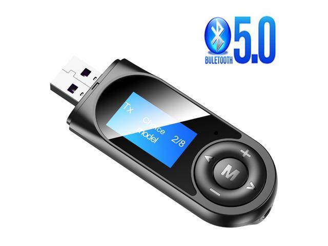 2 in 1 USB Audio Bluetooth 5.0 Adapter Audio Transmitter Receiver Plug and Play LCD Display Portable Visualization AUX Converter For TV PC Car Stereo USB 3.5MM AUX RCA Wireless Adapter