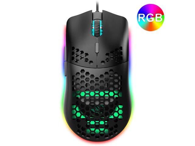 Wired RGB Gaming Mice, USB Gaming Mouse, Honeycomb Lightweight Gaming Mouse with Backlight, up to 6400 DPI, Wired PC Gaming Mouse for Mac Laptop Computer