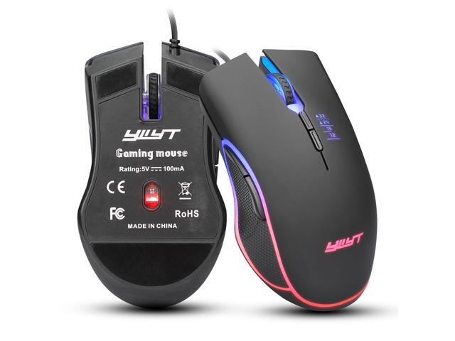 USB Wired Mouse Gaming Mice 3200DPI 7 Buttons Optical Gaming Mouse Ergonomic Mouse with 4-color Breathing Light Mouse (Color: Black)