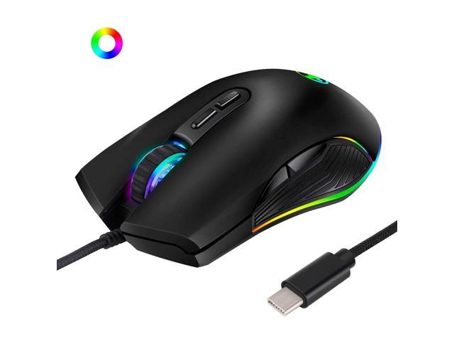 USB C Mouse, Ergonomic Type-C Mouse with Backlight, up to 3200 DPI, RGB Wired Gaming Mouse for MacBook Pro, Matebook X, MacBook 12", Chromebook, HP OMEN and More USB Type C Devices (USB C Port)