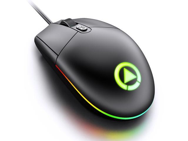 Gaming Mouse Wired, Gaming Mice, 4 Buttons, 1600DPI Adjustable, 7 Colors LED Backlight Light, Comfortable Grip Ergonomic Optical PC Computer Gaming Mice (Black)