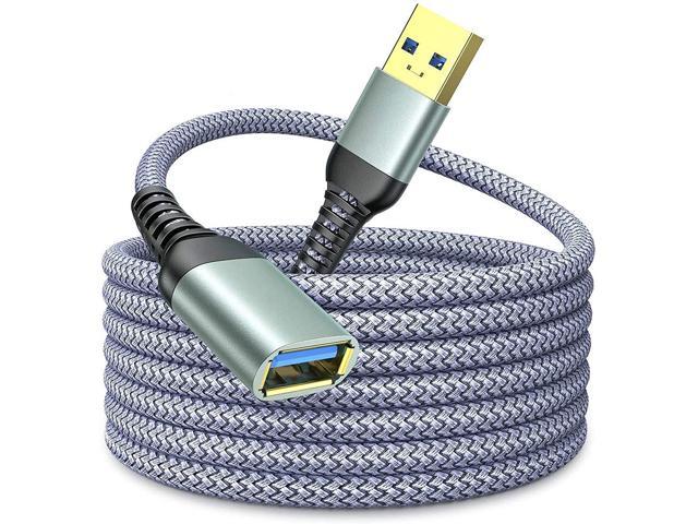 3M/10FT USB 3.0 Extension Lead, USB Type A Male to Female Extension Cord Durable Braided Material 5Gbps Fast Data Transfer Compatible with USB Keyboard, Mouse, Flash Drive, Hard Drive, Printer -Gray