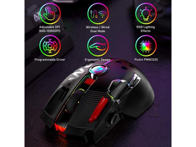 2.4G Wireless/USB Wired Gaming Mice, RGB USB Type C Ultralight Joystick ...