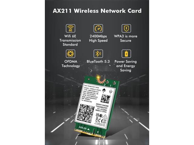 WiFi 6E Wireless Card Intel AX211 NGW M.2: CNVio2, Bluetooth 5.3, Tri ...