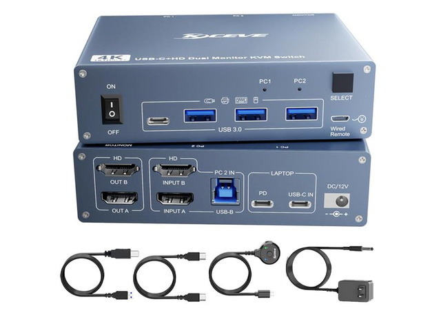 Hitoor USB C HDMI KVM Switch 2 PC 2 Monitors, Dual Monitors KVM Switch ...