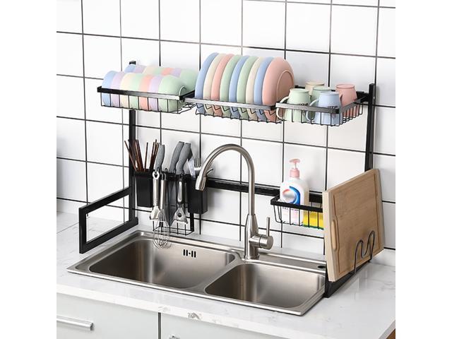 Details about  / 85CM//34/" Large Over Sink Dish Drying Rack Stainless Steel Kitchen Draine