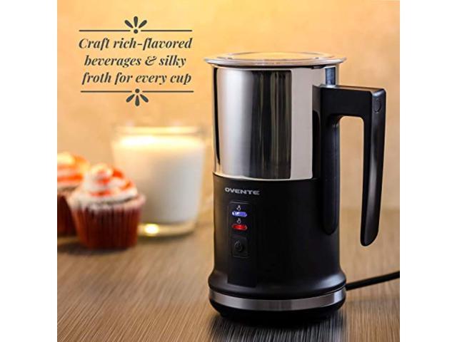 Ovente Electric Milk Frother with Stainless Steel Nonstick Carafe, Portable  Compact Milk Warmer Automatic Hot or Cold Foamer and Steamer for Coffee  Latte Cappuccino Hot Chocolate, Black FR1208B 