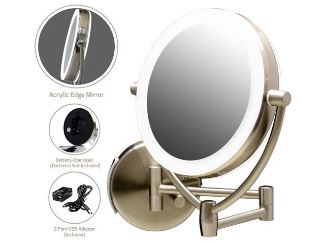 Ovente Wall Mount Lighted Makeup Mirror, Wall Mounted Led Makeup Mirror