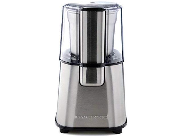 Ovente Electric Coffee Grinder, Removable 2-Blade Grinding Bowl, 200W, 2.1  oz, Lid-Activated Switch, Silver (CG620S)