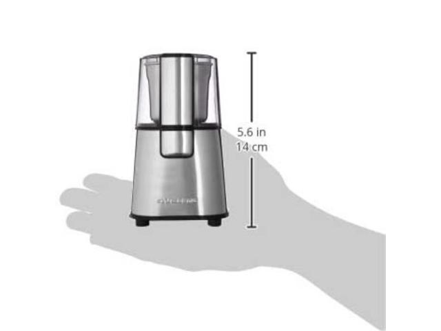 Ovente Electric Coffee Grinder, Removable 2-Blade Grinding Bowl, 200W, 2.1  oz, Lid-Activated Switch, Silver (CG620S)