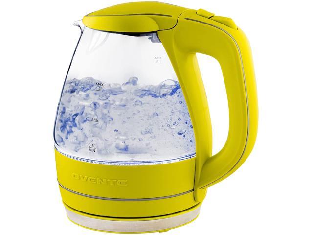 Photo 1 of Ovente Portable Electric Glass Kettle 1.5 Liter with Blue LED Light and Stainless Steel Base, Fast Heating Countertop Tea Maker Hot Water Boiler with Auto Shut-Off & Boil Dry Protection, Green