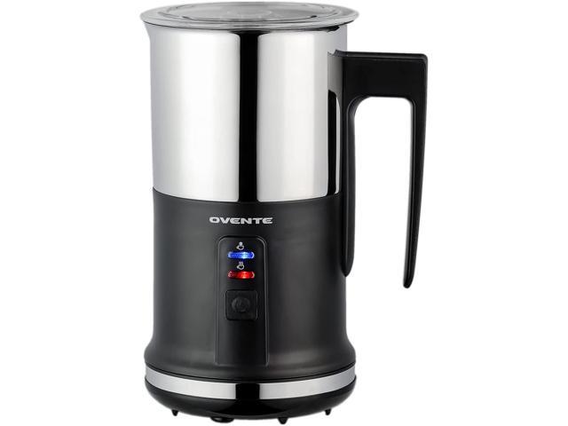 OVENTE 8 oz. Black Automatic Electric Milk Frother and Steamer Hot