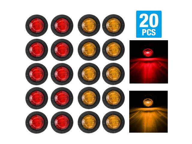 20x Amber Red Led Marker Light Truck Trailer Round Side