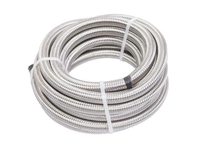 20 Feet 8 AN Nylon Stainless Steel Braided Fuel Gas Oil Line Hose AN8 Silver