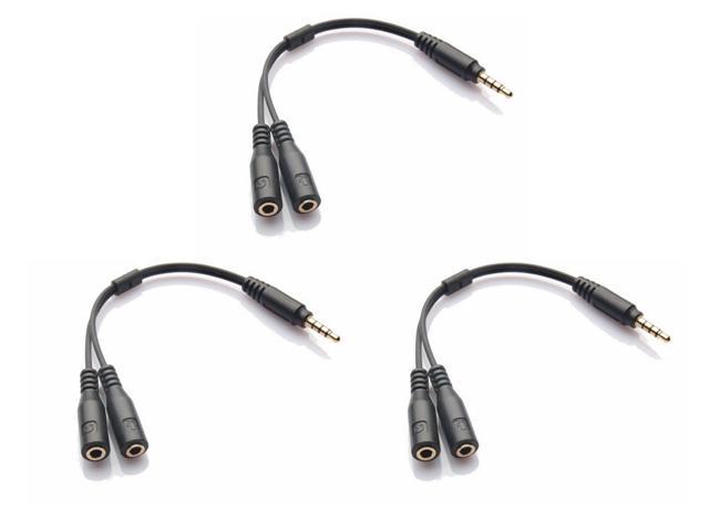 3 5mm Stereo Audio Male To 2 Female Headset Mic Trrs Y Splitter Cable