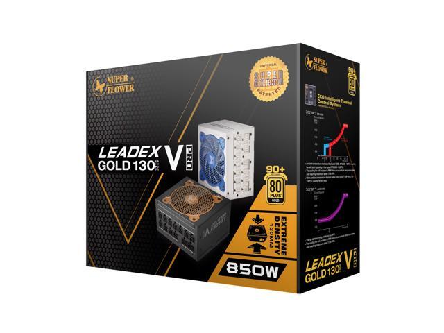 Super Flower Leadex V Gold PRO 850W ATX 80 PLUS GOLD Certified Power Supply, Smallest 130mm 850W ATX PSU, 10 Years Warranty, Patent Super Connectors,