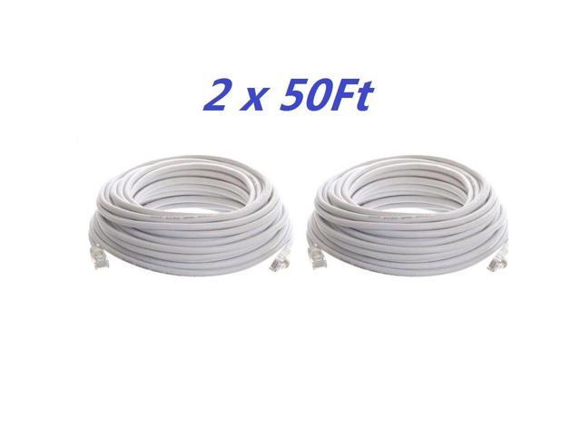 2 x CAT5 50ft FEET White Internet LAN CAT5e Network Cable Cord for PC Router US 