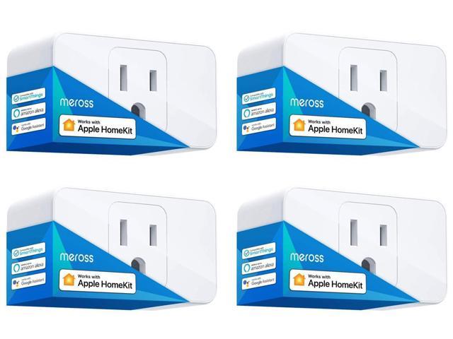 [Controlled By "Hey Siri"] meross Smart Wi-Fi Mini Plug 16A - Apple Certified with meross App, Works with Apple HomeKit, Amazon Alexa, Google Assistant, Siri, SmartThings, No Hub Required, 4 - Pack