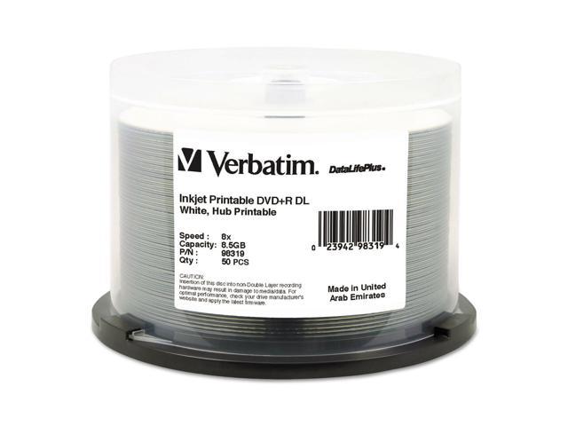 Photo 1 of Verbatim 8.5GB DVD+R DL 8x DataLifePlus Inkjet Printable (50-Pack Spindle)