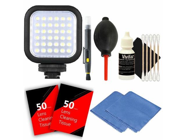 On Camera LED Video Light + Cleaning Tools for Digital SLR Camera