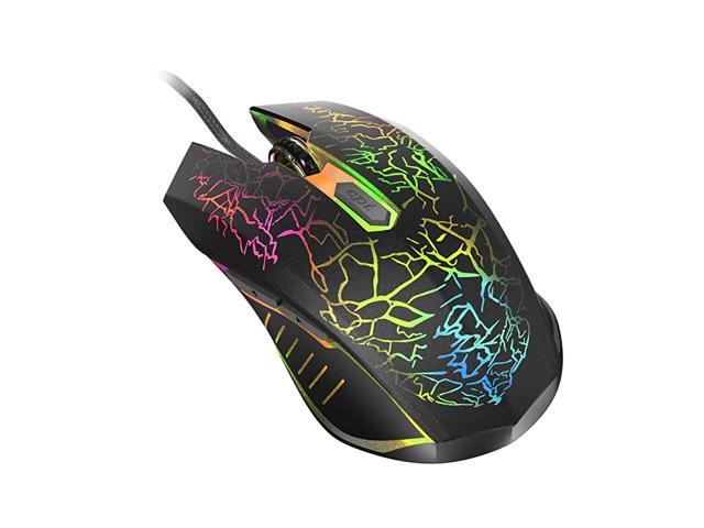Gaming Mouse Wired USB Optical Computer Mice with RGB Backlit 4 Adjustable DPI Up to 2400 Ergonomic Gamer Laptop PC Mouse with 6 Programmable Buttons for Windows 7810XP Vista Linux Black