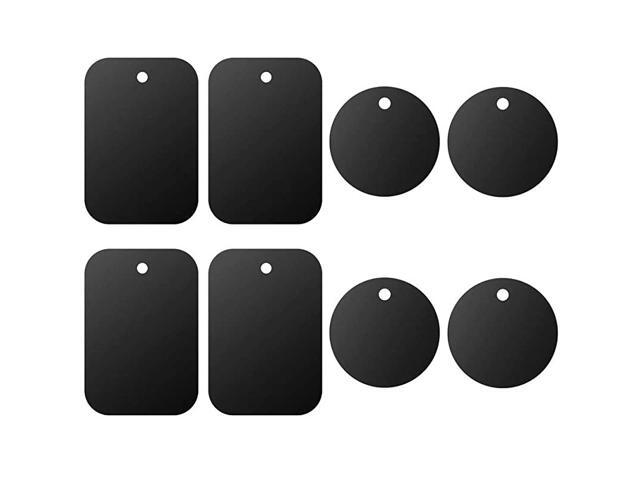 Metal Plate 8 Pack for Magnetic Phone Car Mount Holder Cradle with Adhesive Compatible with Magnetic Mounts 4 Rectangle and 4 Round Black