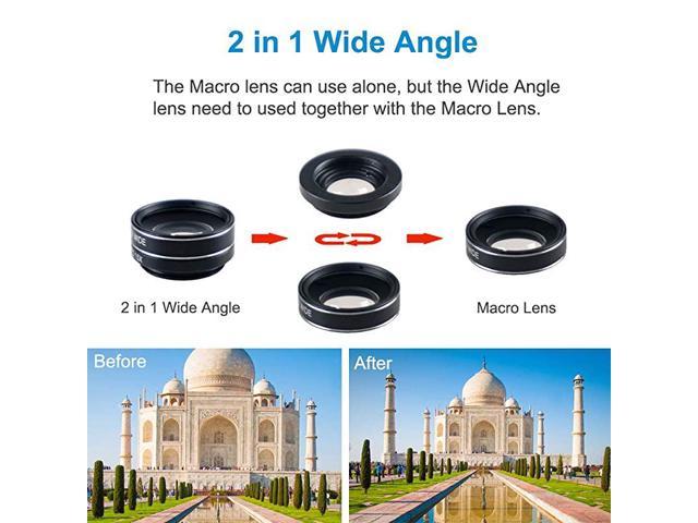 Tripod Clip-On Lens for iPhone X XS Max 8 7 6 Plus Samsung Google Pixel CPL Lens Fisheye Kaleidoscope Cell Phone Lens 6 in 1 Phone Camera Lens Kits with 18X Zoom Telescope Lens Wide Angle Macro 