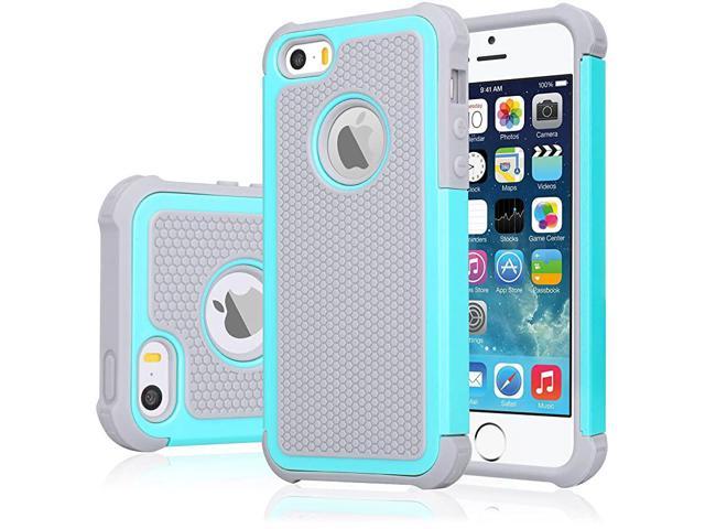 Oriënteren aanvulling Interesseren iPhone SE Case iPhone 5S Cover Shock Absorbing Hard Plastic Outer + Rubber  Silicone Inner Scratch Defender Bumper Rugged Hard Case Cover for Apple  iPhone SE5S TurquoiseGrey - Newegg.com
