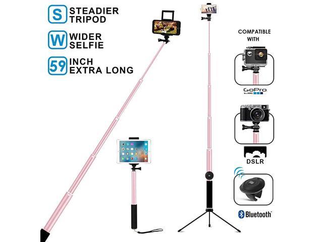 Fantasierijk Mislukking ding Bluetooth Selfie Stick with Tripod Remote 59Inch Extendable Monopod with  Tripod Stand for iPhone XXS maxXR876PlusiPadSamsung S9 S7S8 LG Google Pixel  AndroidGoPro Cameras Rose Gold - Newegg.com