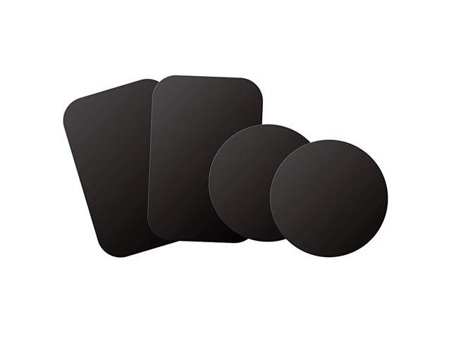 Mount Metal Plate with Adhesive for MagneticCradle-less Mount - 4 Pack, 2 Rectangle and 2 Round (Compatible with Magnetic Mounts) Black
