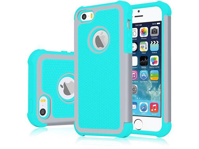 Vooruitzien Ontmoedigen Gewoon doen iPhone SE Case iPhone 5S Cover Shock Absorbing Hard Plastic Outer + Rubber  Silicone Inner Scratch Defender Bumper Rugged Hard Case Cover for Apple  iPhone SE5S GreyampTurquoise - Newegg.com
