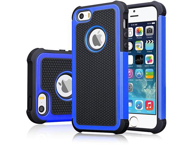 hersenen lont hoed iPhone SE Case iPhone 5S Cover Shock Absorbing Hard Plastic Outer + Rubber  Silicone Inner Scratch Defender Bumper Rugged Hard Case Cover for Apple  iPhone SE5S Blue - Newegg.com