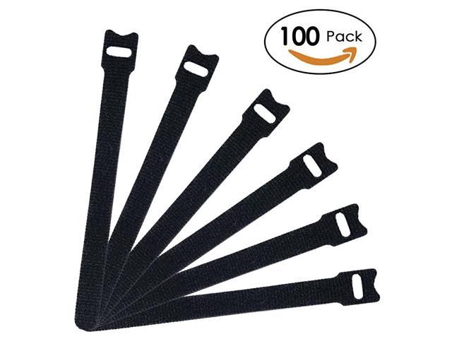 Black Durable LJQSS Beautiful 100 Pcs Reusable Fastening Cable Ties,6-Inch Hook and Loop Cord Ties Size : 100pics