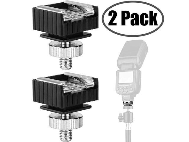 2pcs Flash Screw Stand Tripod Double Camera Male 1/4-20" Adapter Bracket Silver