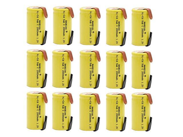 15 Pcs BAOBIAN SubC Sub C 2000mAh 1.2V Ni-CD Rechargeable Battery Cell with Tabs for Power Tools 