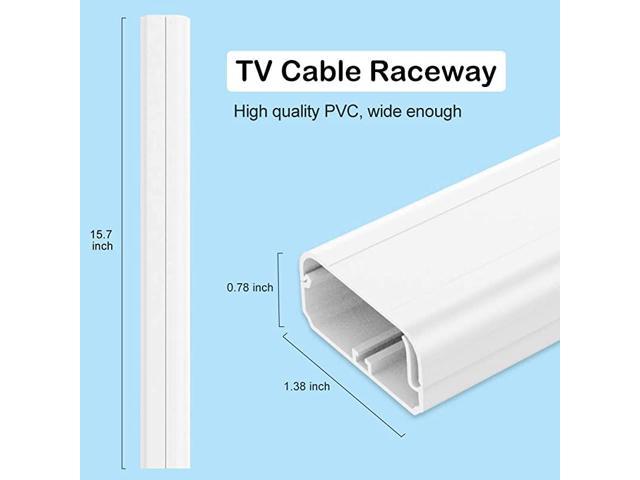 NeweggBusiness - TV Cable Hider 628in Cord Cover for Wall Mounted TV  Paintable Cable Concealer Raceway Kit Cuttable Cable Cover PreDrilled Wire  Cover Channel 4X L157in W236in H075in CC07 White