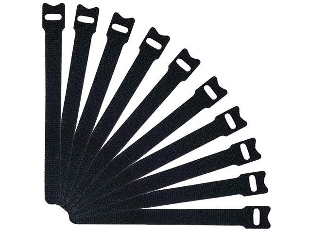 8 Inch Hook and Loop Reusable Strap Cable Cord Wire Ties 100 Pack Black 